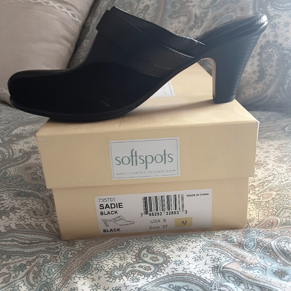 Black suede mules
